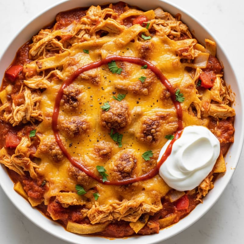 Creamy Chili Chicken Enchilada Bake