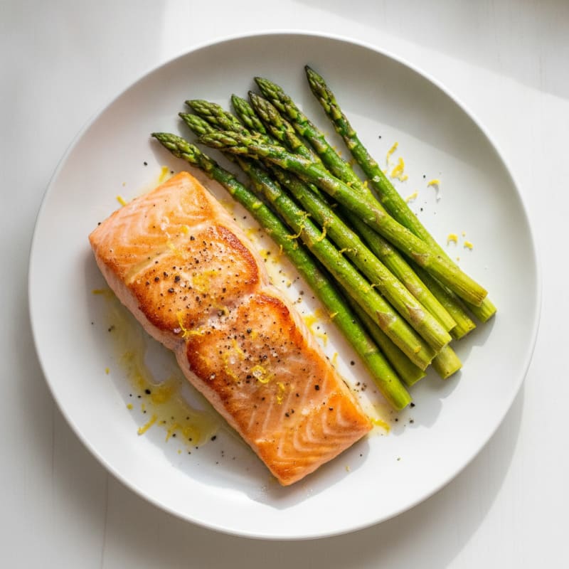 Pan-Seared Salmon with Roasted Asparagus