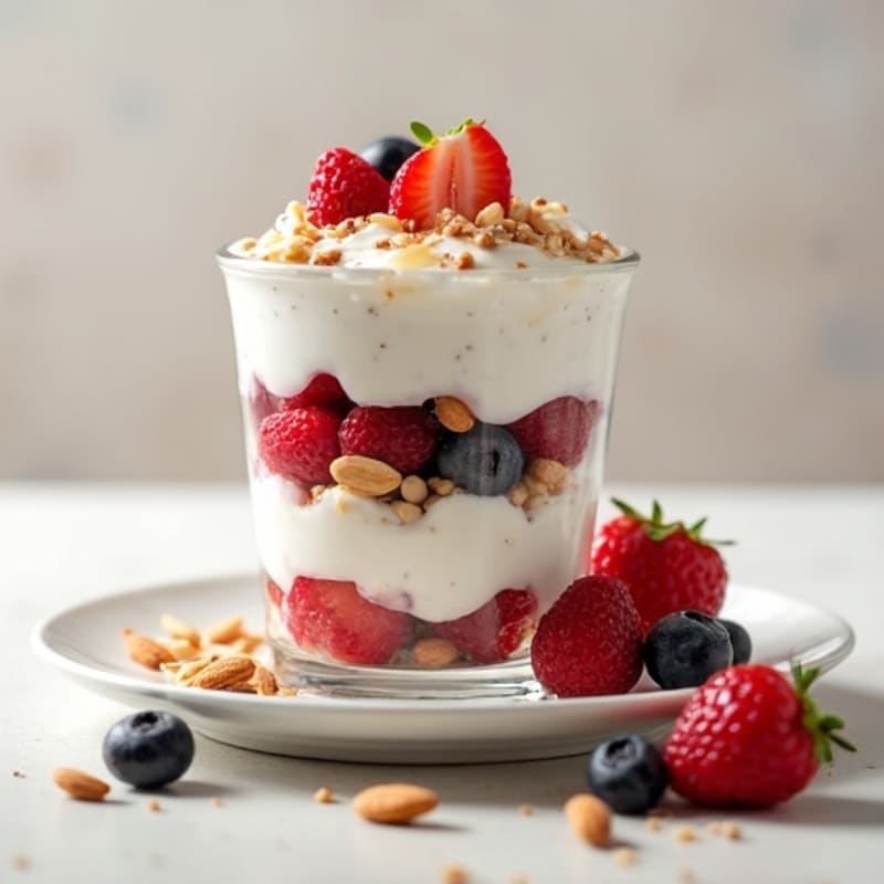 Greek Yogurt Protein Parfait with Berries and Almonds