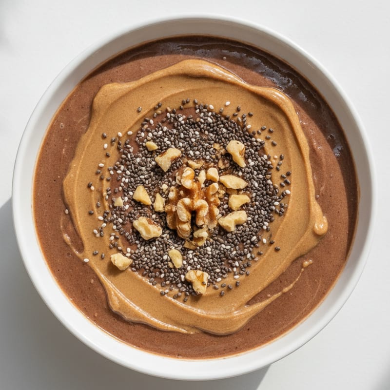 Chocolate Protein Smoothie Bowl with Almond Butter and Chia Seeds