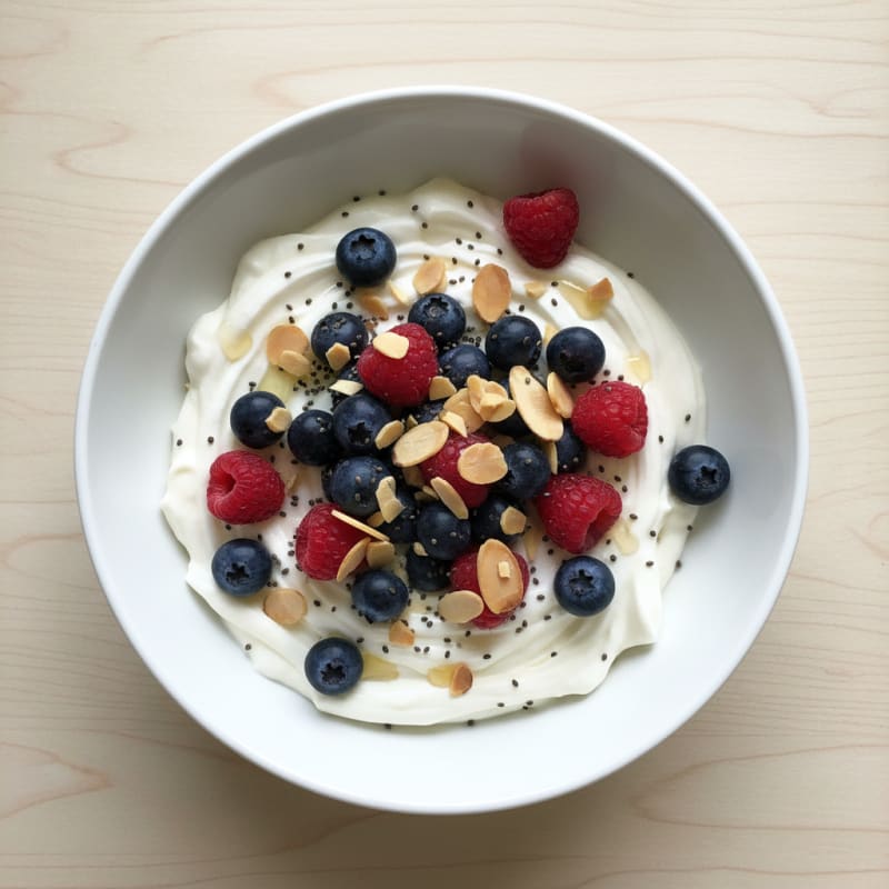 Creamy Greek Yogurt Protein Bowl with Mixed Berries and Almonds