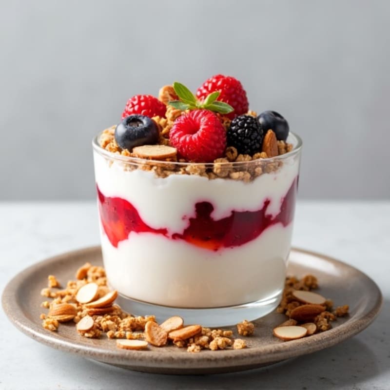 Creamy Greek Yogurt Parfait with Mixed Berries and Almonds