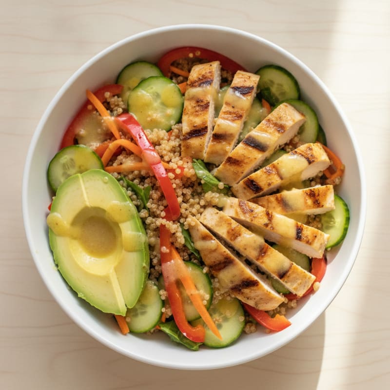 Grilled Chicken and Quinoa Power Bowl with Crunchy Vegetables