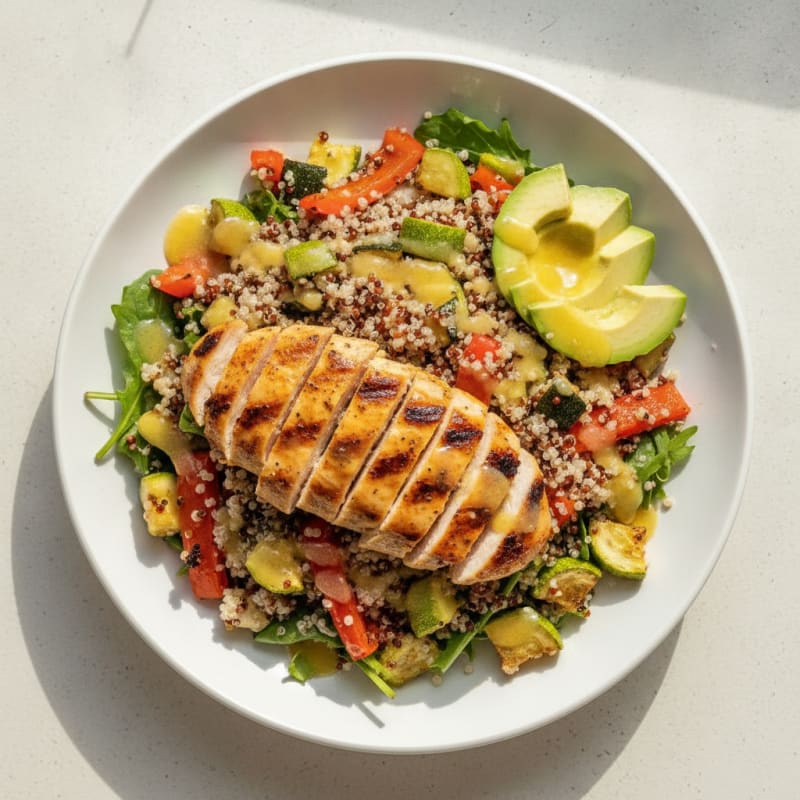 Grilled Chicken and Quinoa Salad with Roasted Vegetables