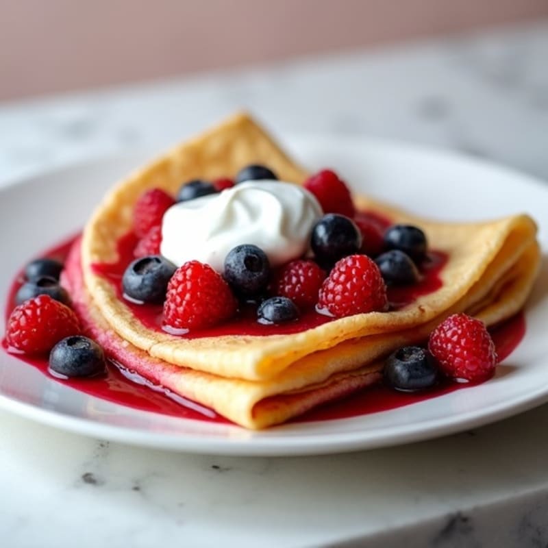 Almond Flour Crepes with Berry Compote and Greek Yogurt