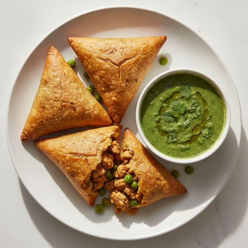 Potato and Pea Samosas with Chutney