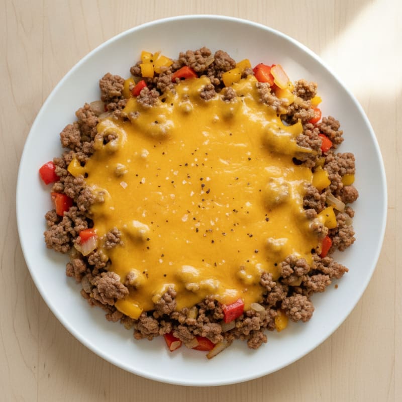Ground Beef Skillet with Melted Cheddar