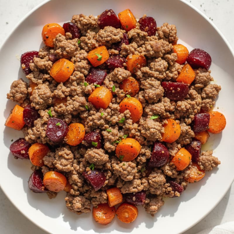 Ground Beef Skillet with Roasted Root Vegetables