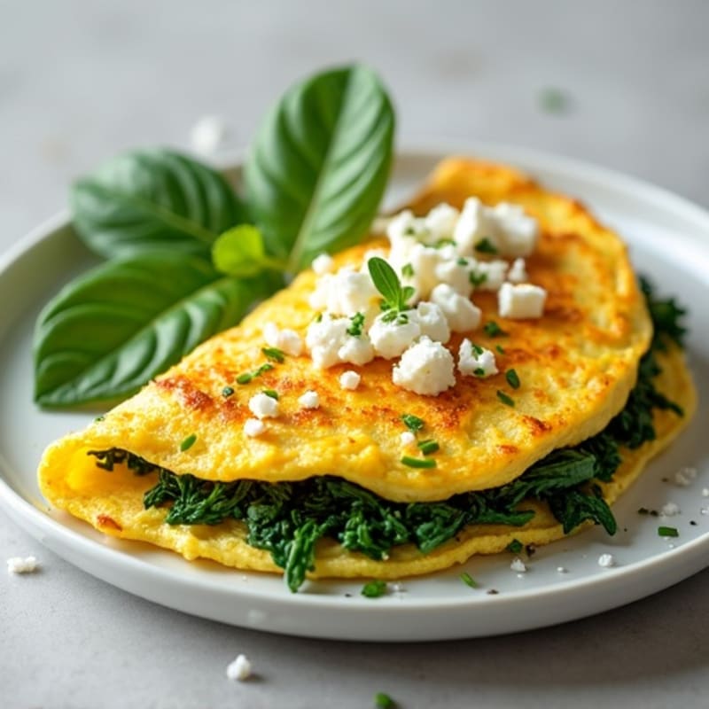 Fluffy High Protein Spinach and Feta Omelette