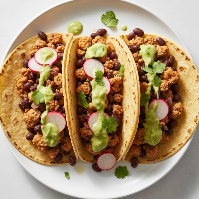 Black Bean Tacos with Avocado Crema
