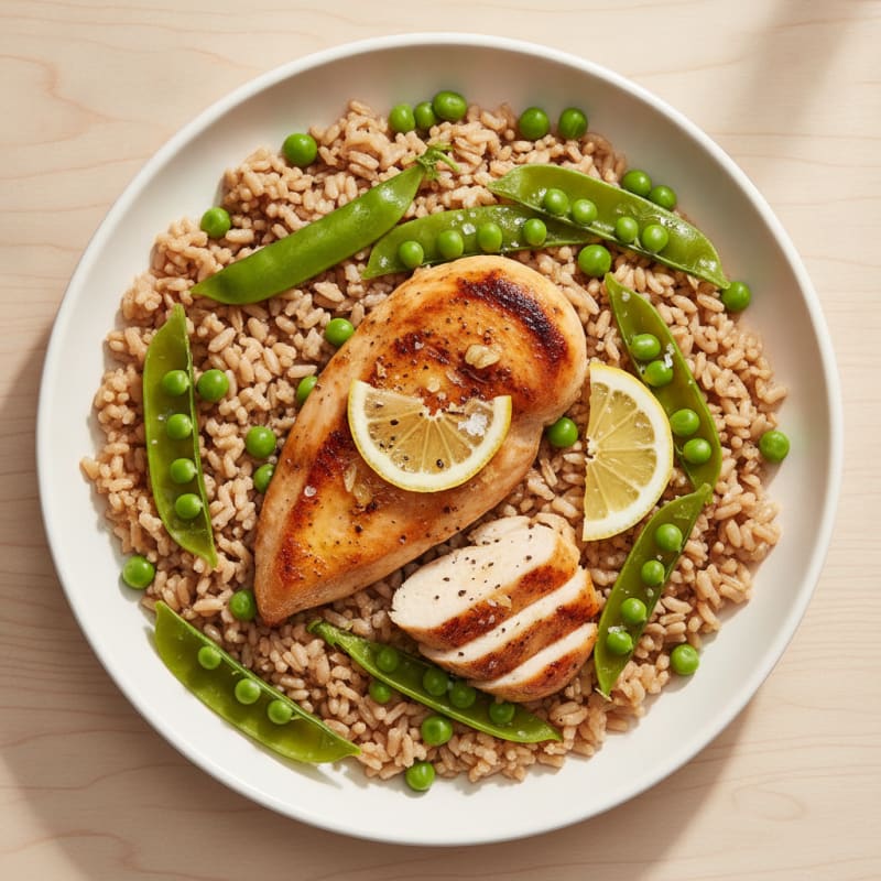 Chicken Breast with Sweet Peas and Brown Rice