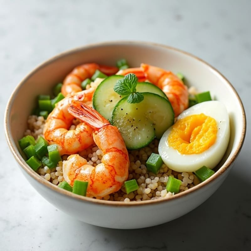 Grilled Shrimp and Cucumber Rice Bowl