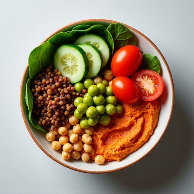 Roasted Red Pepper Hummus Bowl with Fresh Vegetables