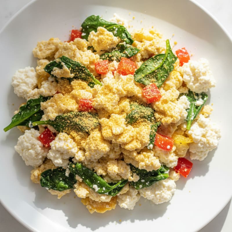 Egg White Veggie Scramble with Cottage Cheese