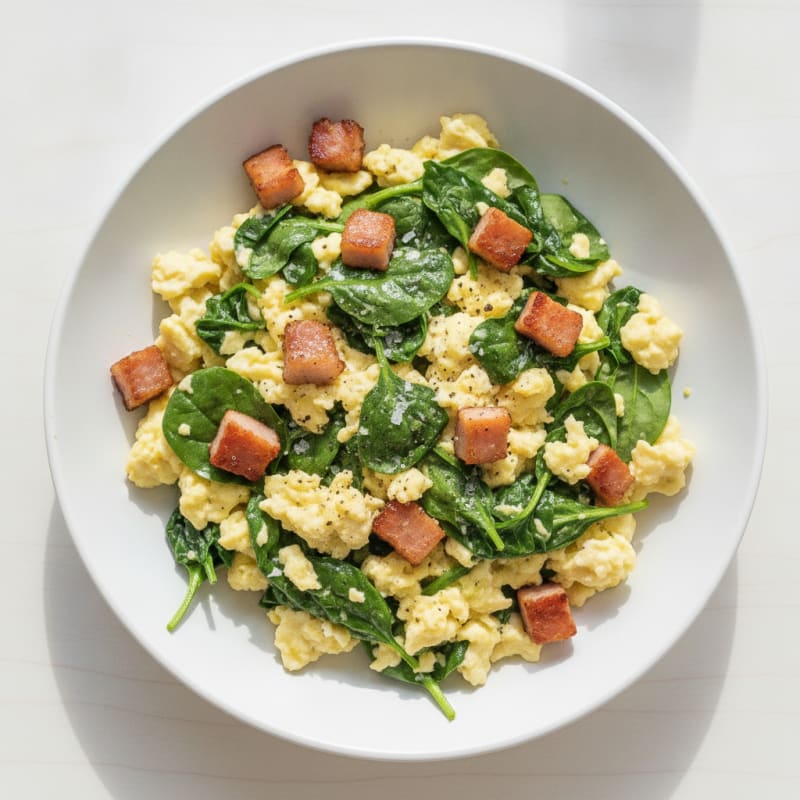 Egg White Scramble with Spinach and Turkey Bacon