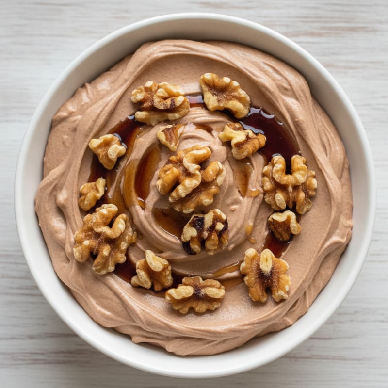 Chocolate Protein Mousse with Toasted Walnuts