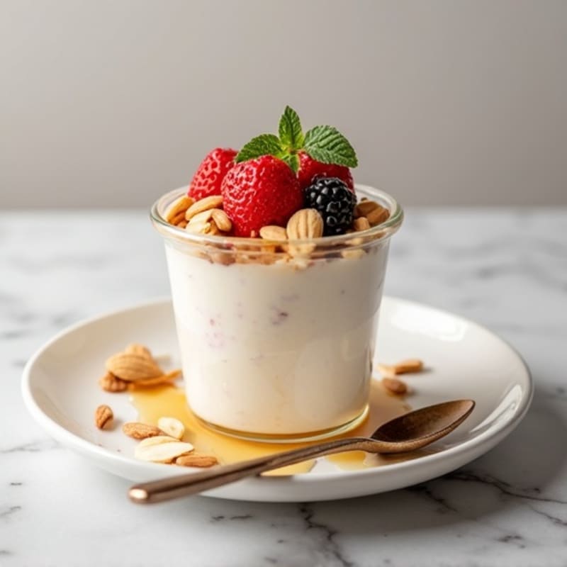 Vanilla Greek Yogurt Protein Parfait with Almonds