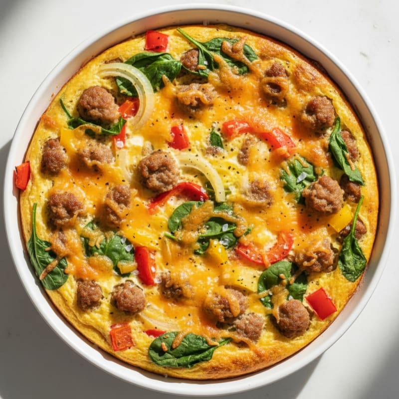 Golden Sausage and Cheddar Breakfast Bake