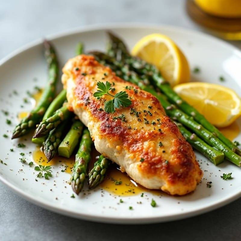 Crispy Lemon Herb Chicken with Roasted Asparagus
