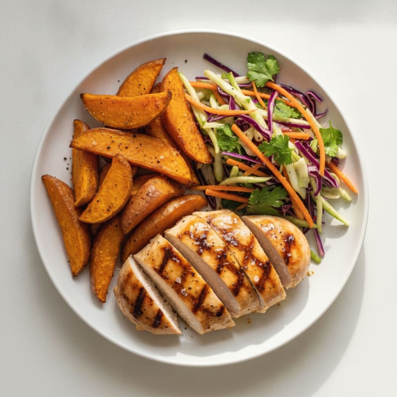 Grilled Chicken Breast with Crunchy Vegetable Slaw