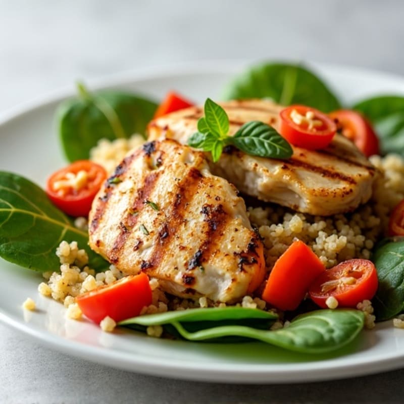 Grilled Chicken and Quinoa Salad with Roasted Peppers