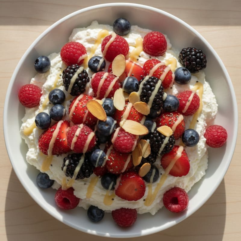 Greek Yogurt Protein Mousse with Mixed Berries