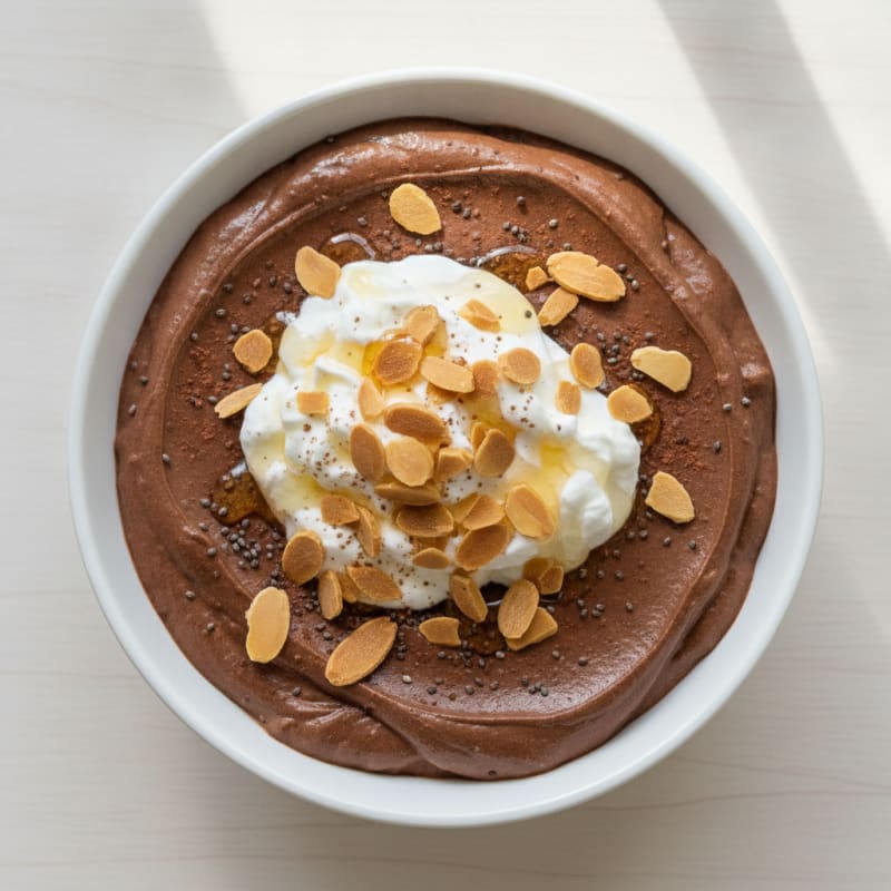 Creamy Chocolate Protein Pudding with Greek Yogurt and Almonds
