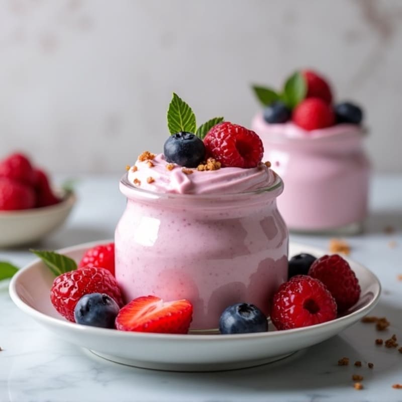 Silky Greek Yogurt Protein Mousse with Mixed Berries