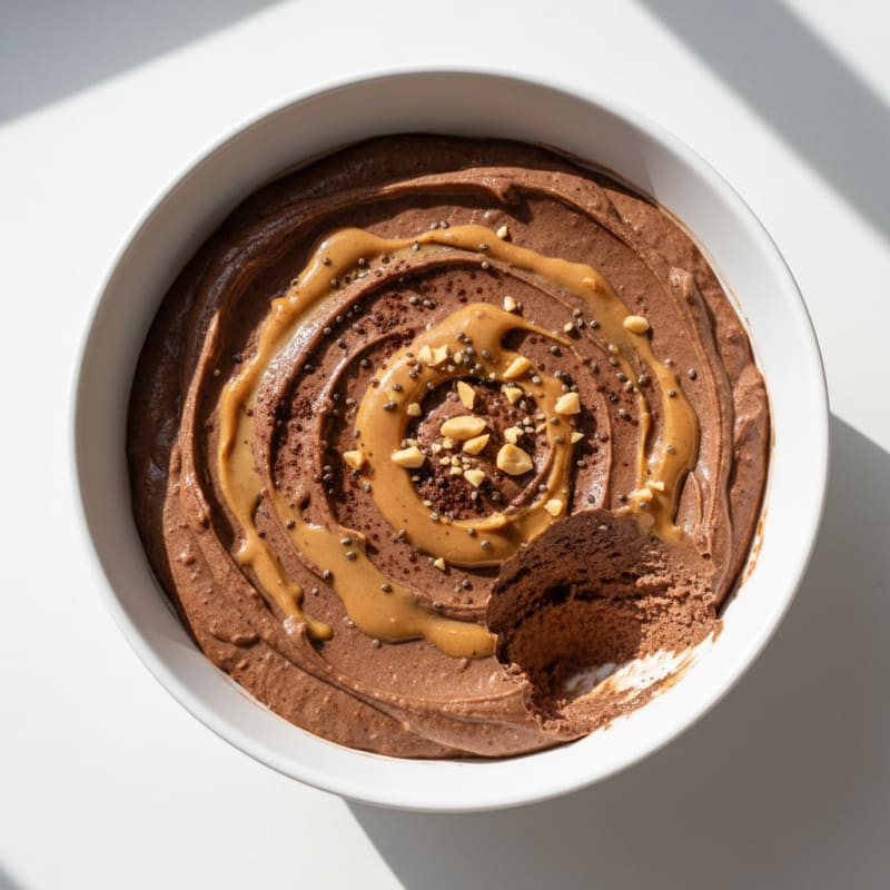 Silky Chocolate Protein Pudding with Peanut Butter Swirl