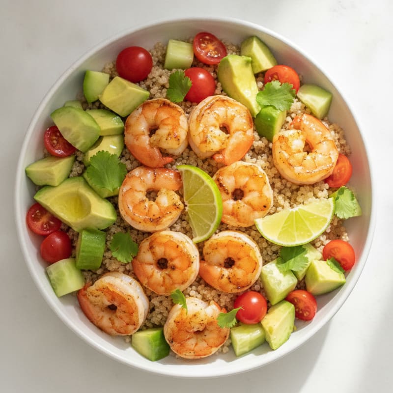 Grilled Shrimp and Avocado Quinoa Bowl