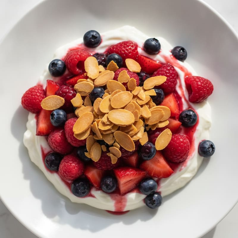 Greek Yogurt Protein Parfait with Berries and Almonds