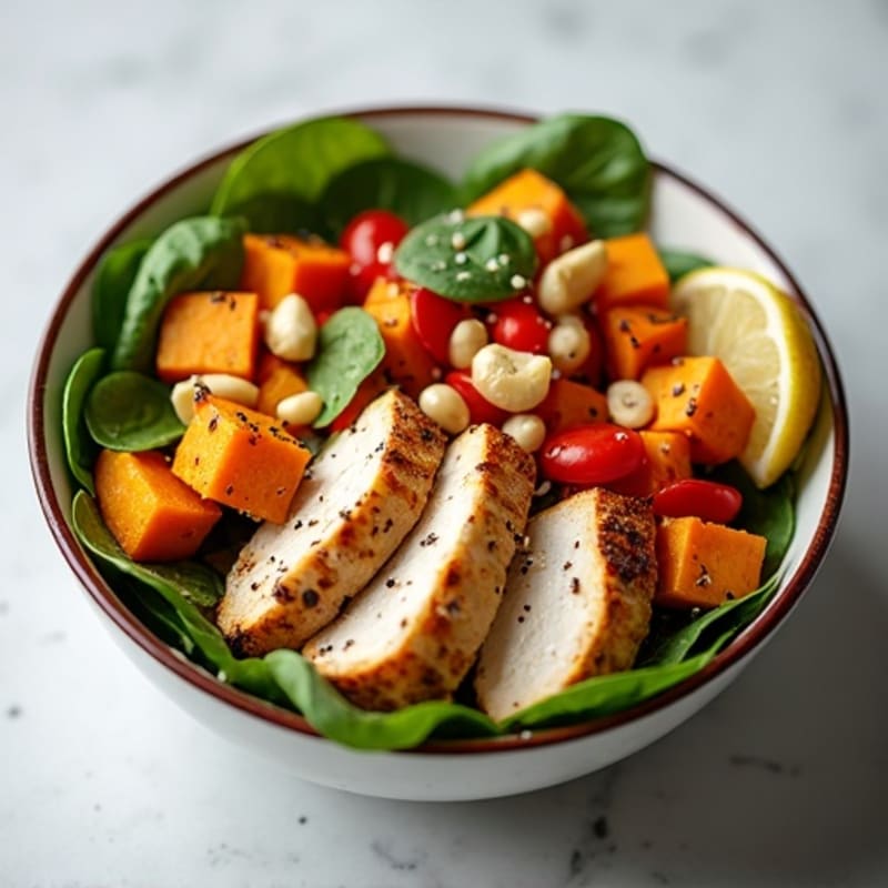 Sweet Potato and Chicken Power Bowl with Creamy Tahini Dressing