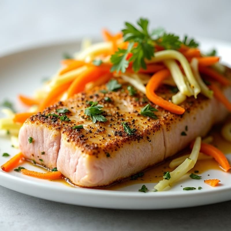 Herb-Crusted Seared Tuna with Citrus Slaw