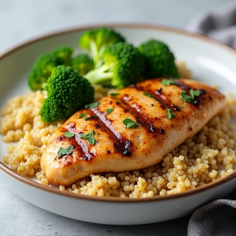 Grilled Chicken Breast with Quinoa and Steamed Broccoli