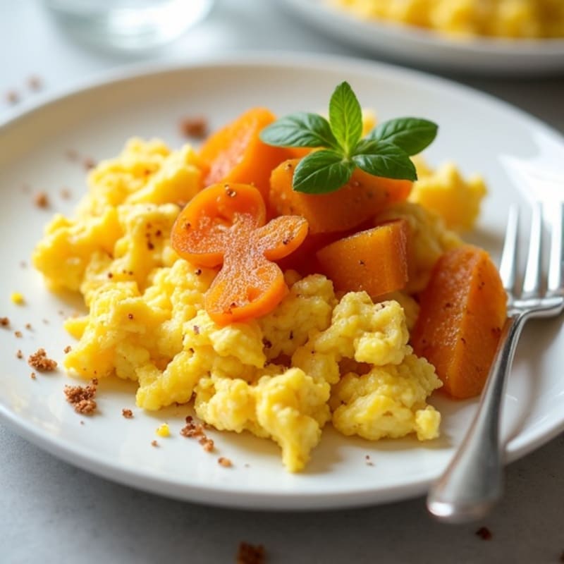 Fluffy Scrambled Eggs with Sweet Roasted Kabocha Squash