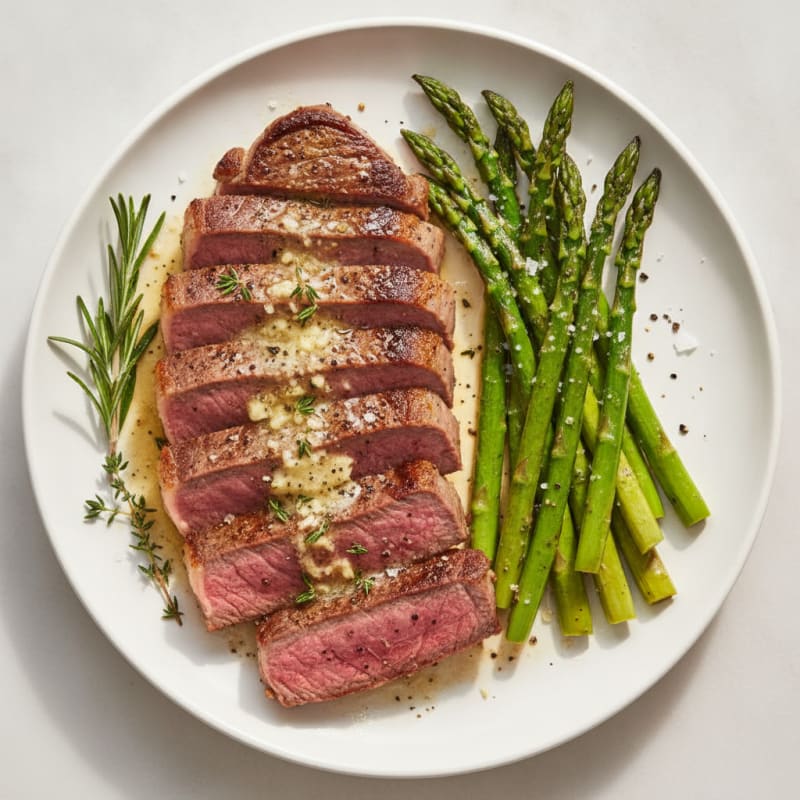 Garlic Herb Butter Steak with Asparagus