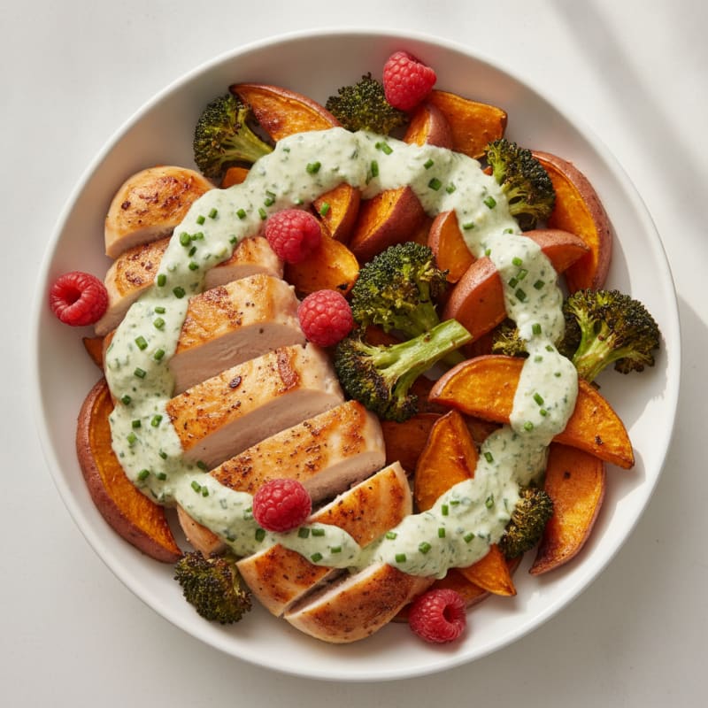Sheet Pan Chicken with Savory Herb Sauce
