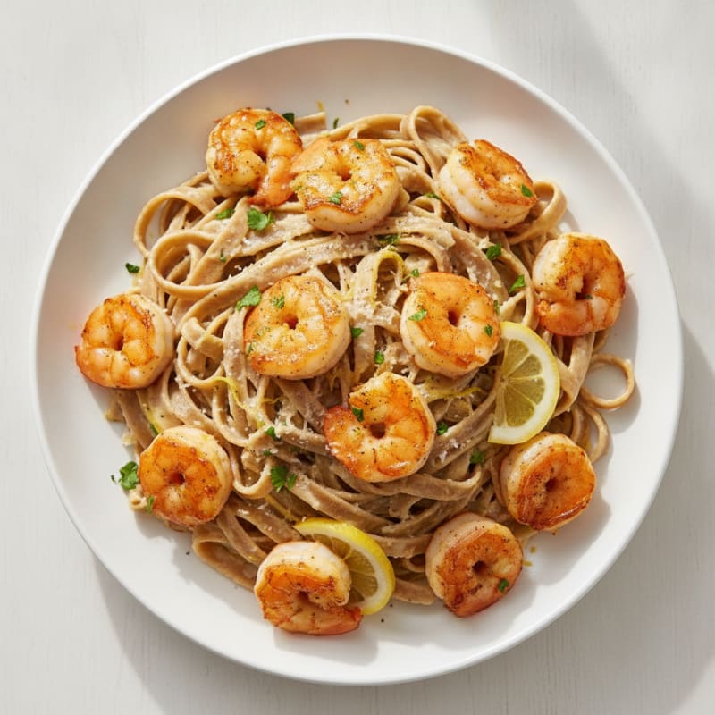 Lemon-Garlic Shrimp Fettuccine Alfredo