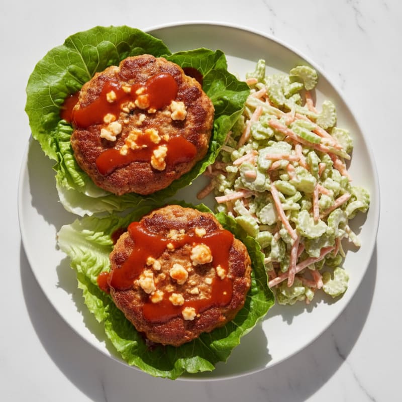 Buffalo Blue Cheese Burgers with Celery Slaw