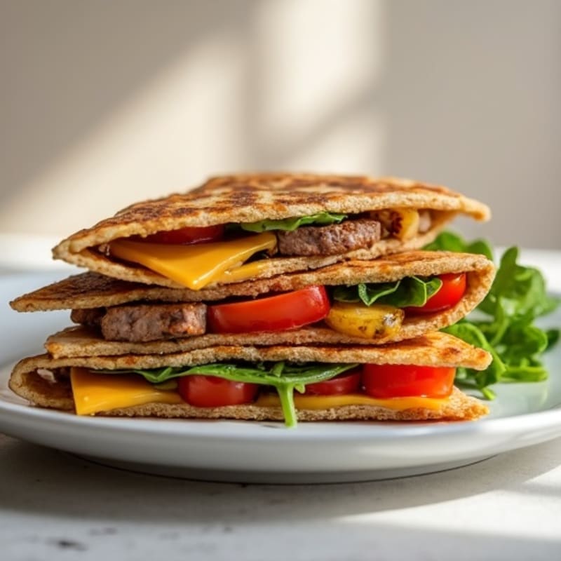 Steak and Loaded Veggie Crispy Whole Wheat Quesadillas