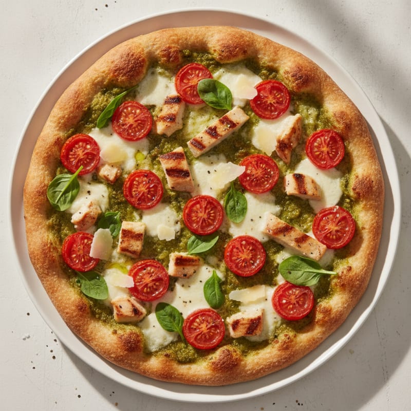 Chicken Pesto Pizza with Roasted Tomatoes