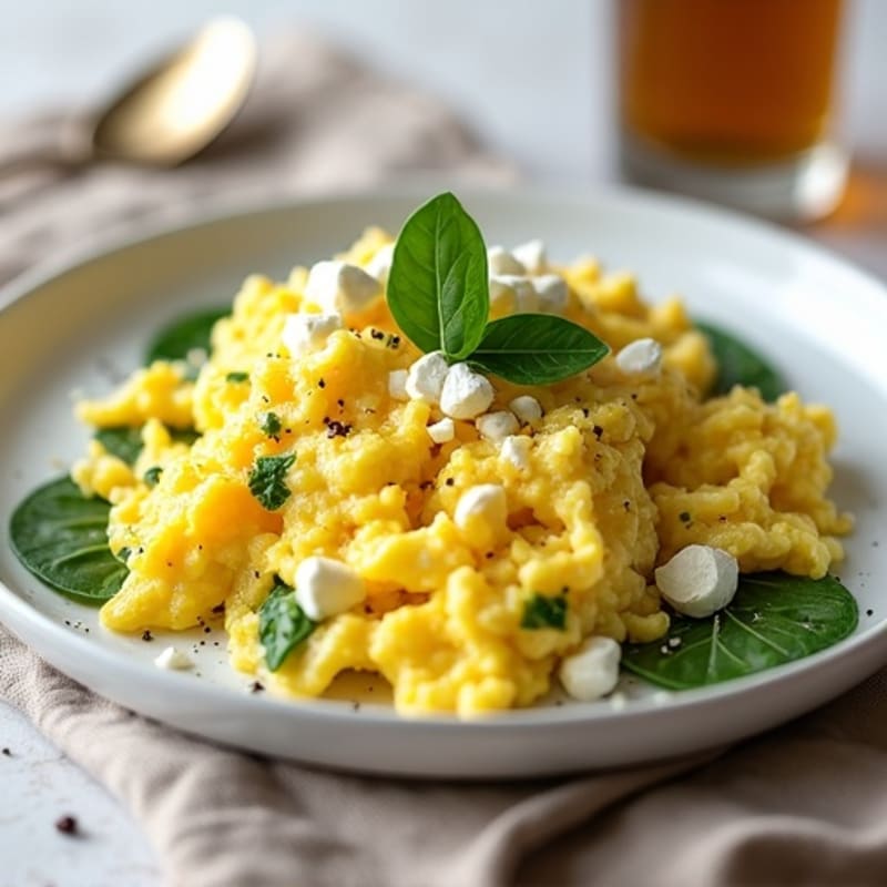Fluffy Scrambled Eggs with Fresh Feta