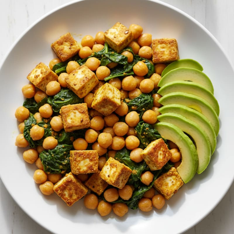 Silky Tofu Scramble with Spinach and Chickpeas