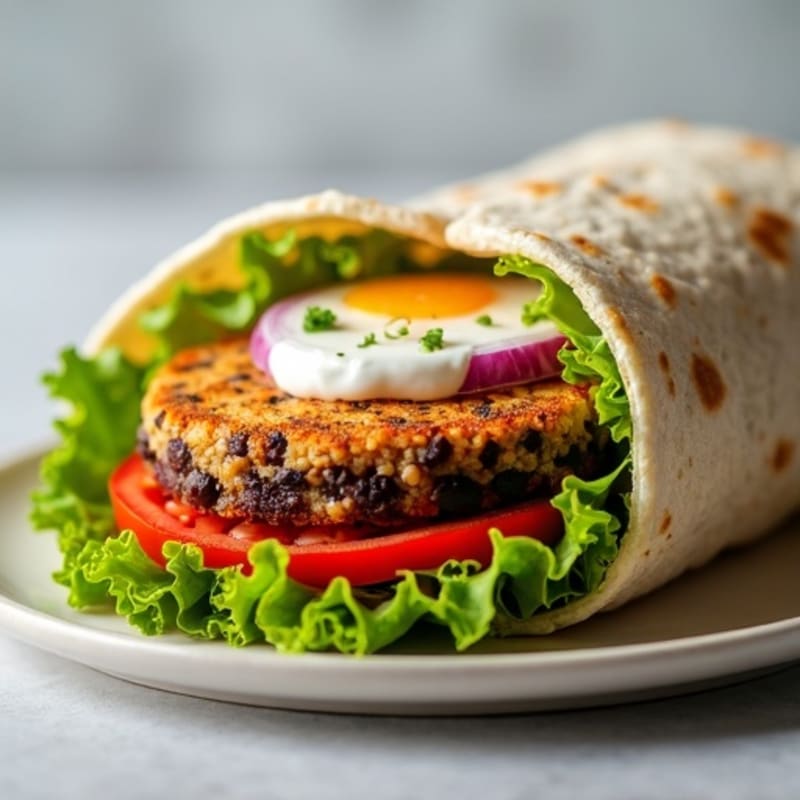 Crispy Black Bean Veggie Burger Wrap