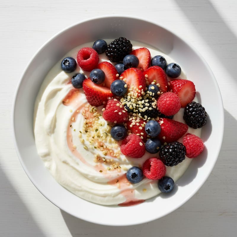 Silky Greek Yogurt Protein Bowl with Mixed Berries