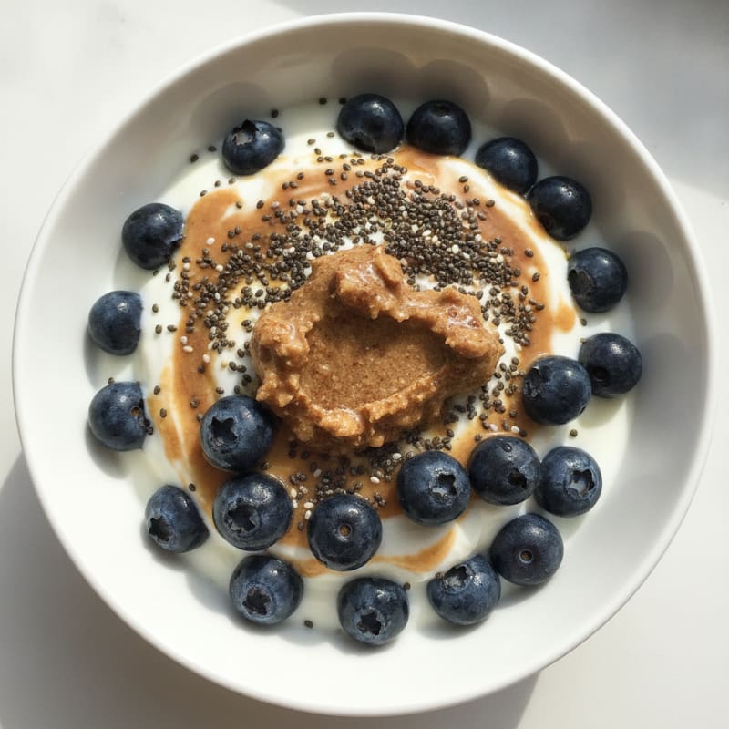 Greek Yogurt Parfait with Almond Butter and Chia Seeds