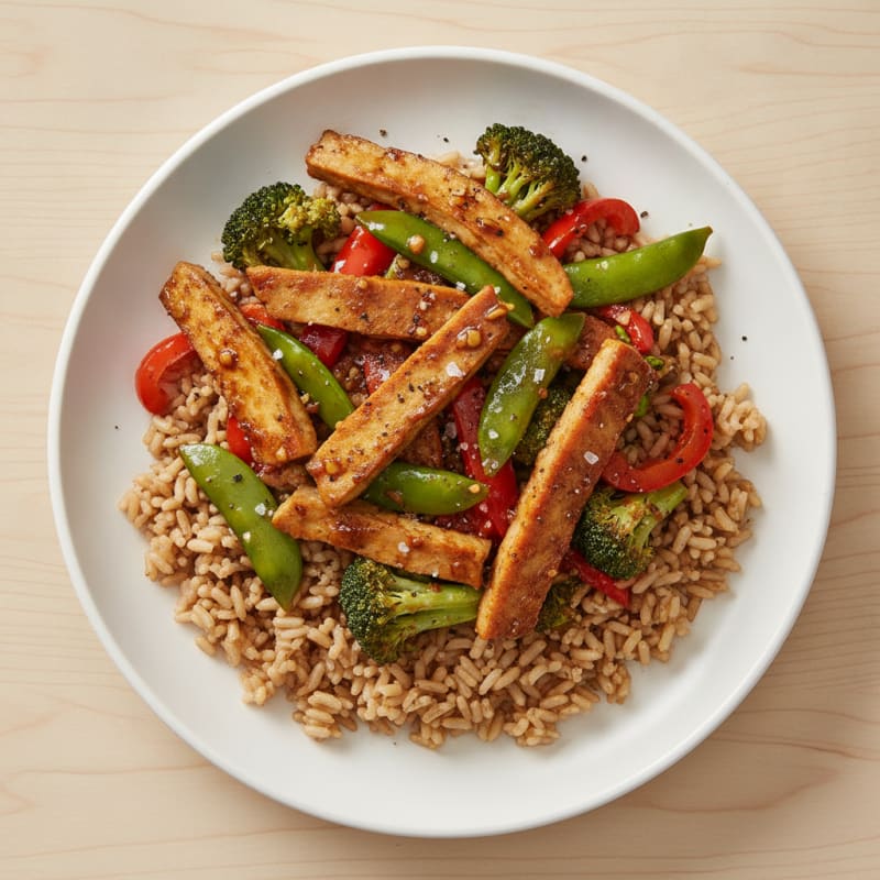 Seitan Stir-Fry with Garlic-Ginger Sauce