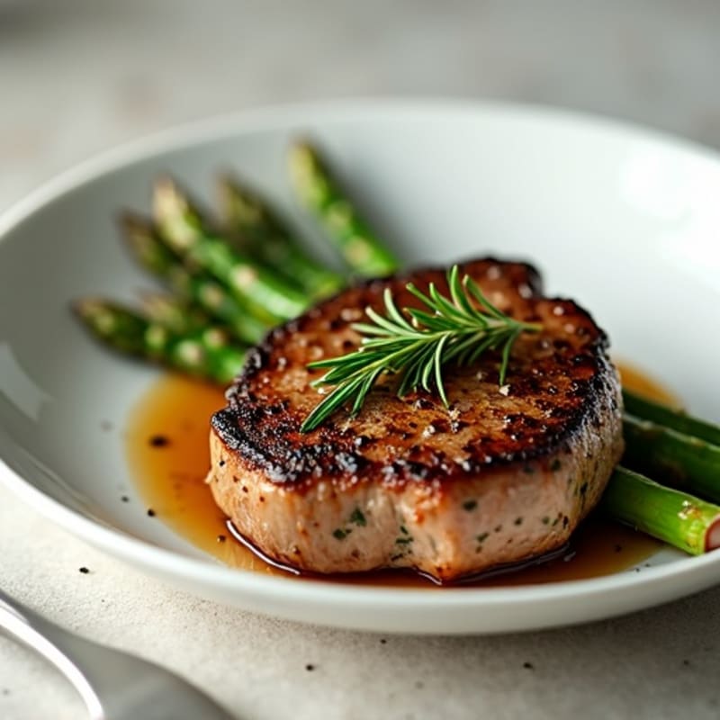 Garlic-Herb Pan-Seared Steak with Roasted Asparagus