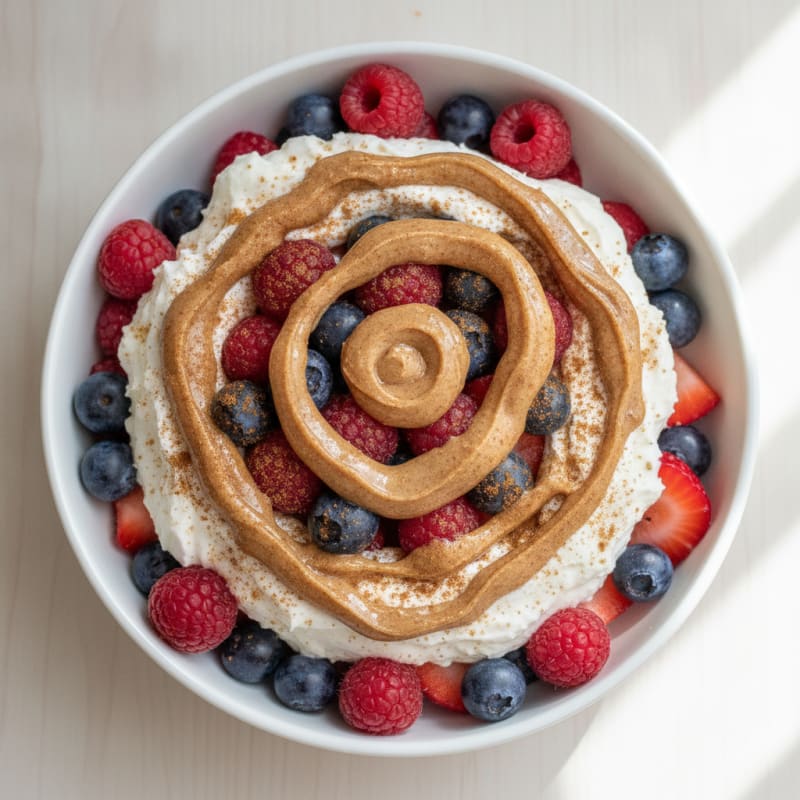 Greek Yogurt Protein Parfait with Mixed Berries and Almond Butter