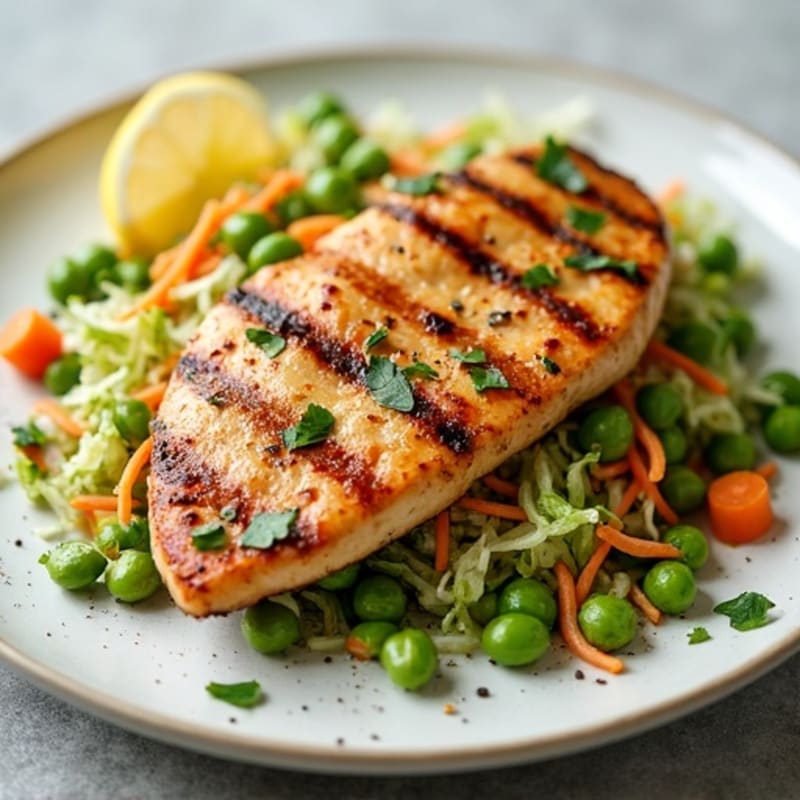 Grilled Chicken Breast with Crunchy Slaw and Edamame